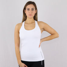 Load image into Gallery viewer, Women&#39;s White Racer Back Stretchy Gym Vest