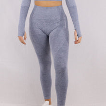 Load image into Gallery viewer, Women's Grey/Blue Classic High Waisted Gym Leggings