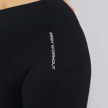 Load image into Gallery viewer, Womens Black High-Waist gym shorts with pocket