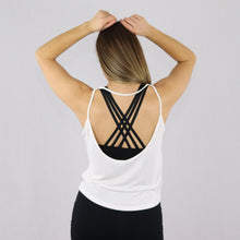 Load image into Gallery viewer, Women's White Open Back Gym Vest