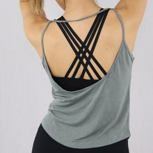 Load image into Gallery viewer, Women's Green Open Back Loose Gym Vest