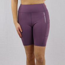 Load image into Gallery viewer, Women's Purple High Waisted Cycling Shorts with Pocket