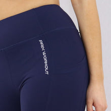 Load image into Gallery viewer, Women's Navy Blue high waisted gym shorts with pocket