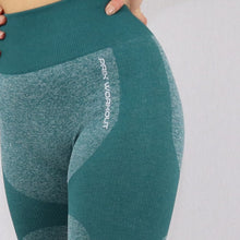 Load image into Gallery viewer, Women's Green High Waisted Seamless Gym Leggings