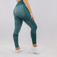Load image into Gallery viewer, Women's Green High Waisted Seamless Gym Leggings