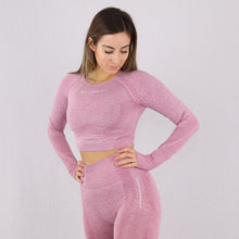 Load image into Gallery viewer, Women's Pink Classic Long Sleeve Crop Top