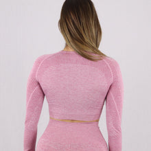 Load image into Gallery viewer, Women's Pink Classic Long Sleeve Crop Top