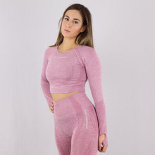 Load image into Gallery viewer, Women's Pink Classic Long Sleeve Crop Top