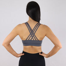 Load image into Gallery viewer, Women's Olive Criss-Cross Strap Sports Bra