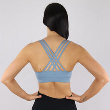 Load image into Gallery viewer, Women's Light Blue Criss-Cross Strap Sports Bra