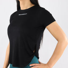 Load image into Gallery viewer, Womens Black Twisted Hem Gym T-Shirt