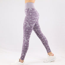 Load image into Gallery viewer, Women's Purple Camouflage Seamless High waisted Gym Leggings