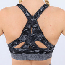 Load image into Gallery viewer, Women's Black Camouflage Gym Sports Bra