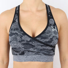 Load image into Gallery viewer, Women's Black Camouflage Gym Sports Bra