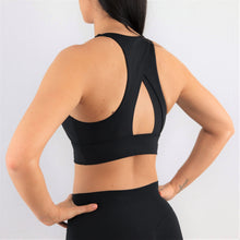 Load image into Gallery viewer, black high neck sports bra