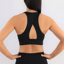 Load image into Gallery viewer, Black High Neck Sports Bra