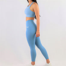 Load image into Gallery viewer, Blue High Neck Sports Bra