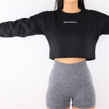 Load image into Gallery viewer, Black Oversized Cropped Sweatshirt