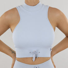 Load image into Gallery viewer, Ice Blue Apex High Neck Ribbed Sports Bra