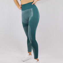 Load image into Gallery viewer, Women's Green High Waisted Seamless Gym Leggings