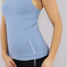 Load image into Gallery viewer, Womens Blue Racer Back Stretchy Gym Vest