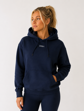 Load image into Gallery viewer, Navy Drawstring Hoodie Top With Pocket
