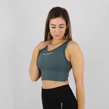 Load image into Gallery viewer, Womens Green Longline Gym Sports Bra
