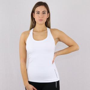 Women's White Racer Back Stretchy Gym Vest