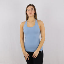 Load image into Gallery viewer, Womens Blue Racer Back Stretchy Gym Vest