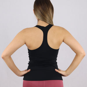 Womens gym Racer Back Stretchy Vest in black