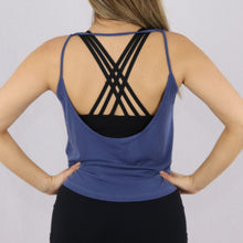 Load image into Gallery viewer, Women&#39;s Blue Open Back Loose Gym Vest