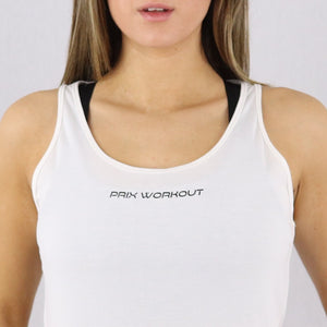 Women's White Open Back Gym Vest