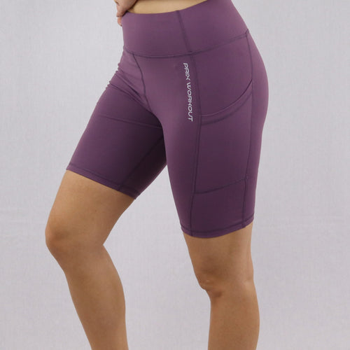 Women's Purple High Waisted Cycling Shorts with Pocket