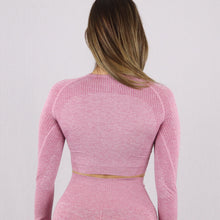 Load image into Gallery viewer, Women&#39;s Pink Classic Long Sleeve Crop Top