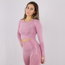 Load image into Gallery viewer, Women&#39;s Pink Classic Long Sleeve Crop Top