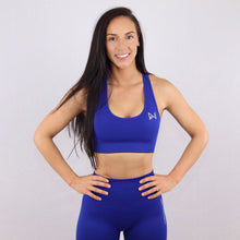 Load image into Gallery viewer, Women&#39;s Blue Seamless Sports Bra