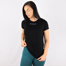 Load image into Gallery viewer, Womens Black Twisted Hem Gym T-Shirt