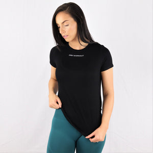 Womens Black Twisted Hem Gym T-Shirt
