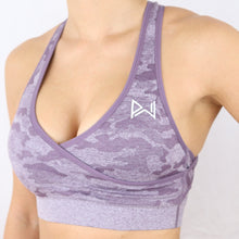 Load image into Gallery viewer, Women&#39;s Purple Camouflage Gym Sports Bra