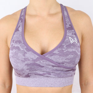 Women's Purple Camouflage Gym Sports Bra