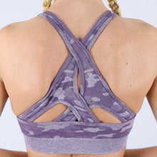 Load image into Gallery viewer, Women&#39;s Purple Camouflage Gym Sports Bra