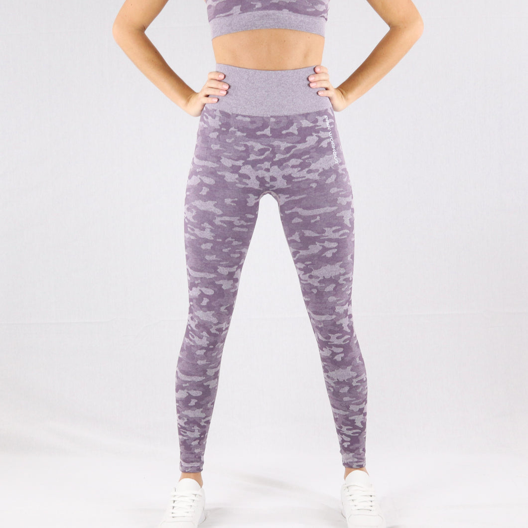 Women's Purple Camouflage Seamless High waisted Gym Leggings