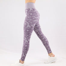 Load image into Gallery viewer, Women&#39;s Purple Camouflage Seamless High waisted Gym Leggings