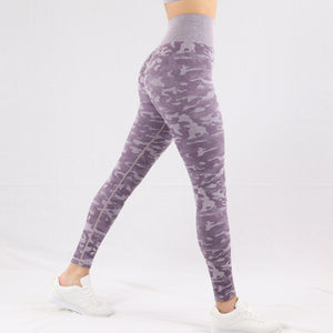 Women's Purple Camouflage Seamless High waisted Gym Leggings
