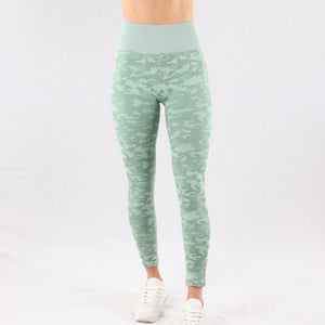 Women's Mint Camouflage Seamless High waisted Gym Leggings