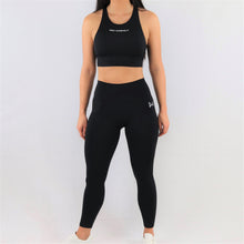 Load image into Gallery viewer, womens black 7/8 gym leggings