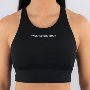 black high neck sports bra