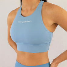 Load image into Gallery viewer, Blue High Neck Sports Bra