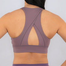 Load image into Gallery viewer, Purple High Neck Sports Bra