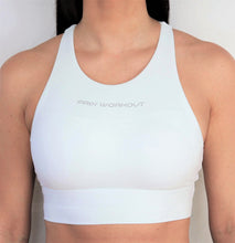 Load image into Gallery viewer, White High Neck Sports Bra